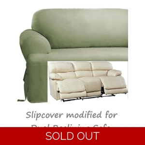 Dual Reclining SOFA Slipcover T Cushion Cotton Sage Green Sure Fit